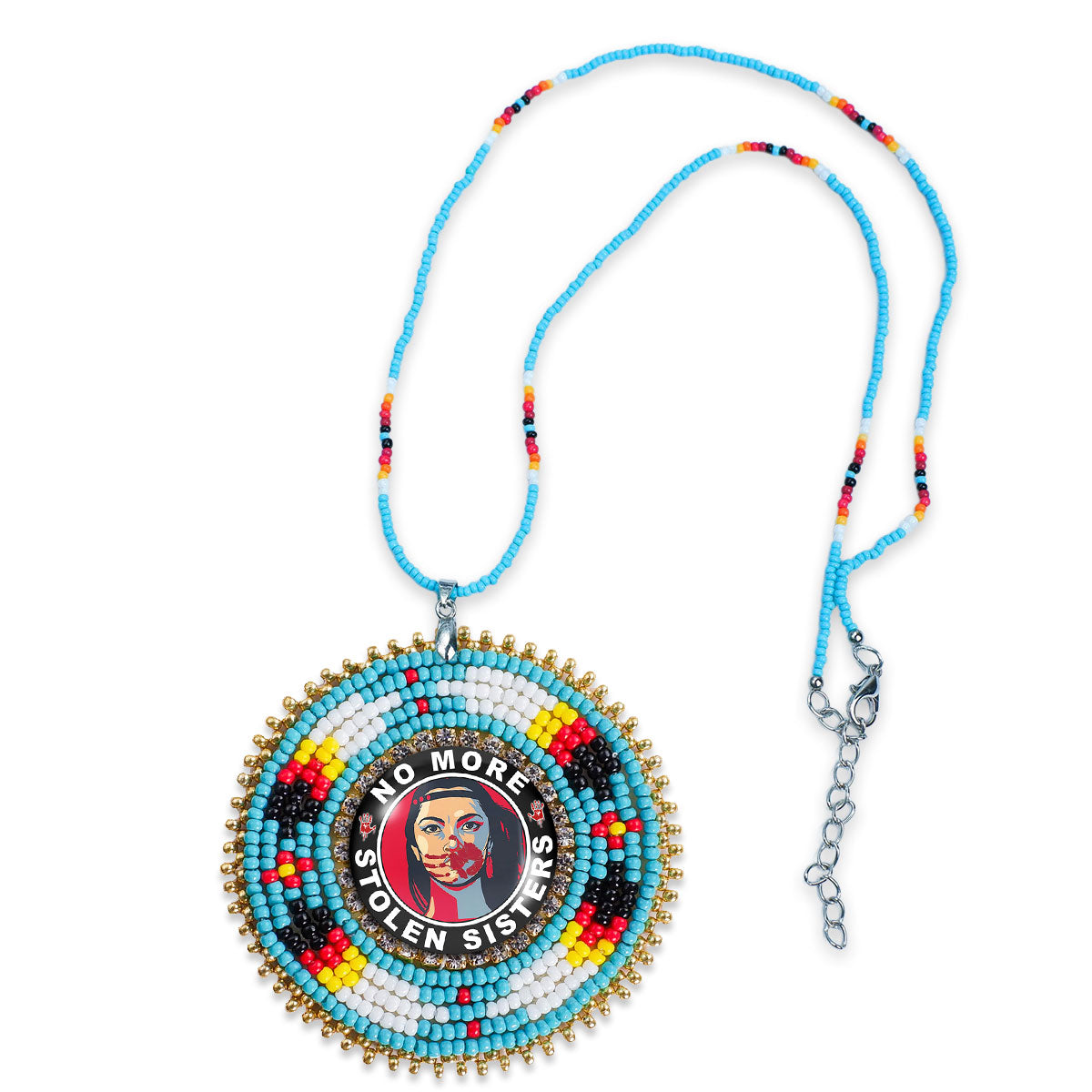 No More Stolen Sister Feathers Handmade Beaded Wire Necklace Pendant Unisex With Native American Style