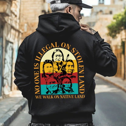 NO ONE IS ILLEGAL ON STOLEN LAND. WE WALK ON NATIVE LAND 16 - Two sides - Unisex T-Shirt/T-Shirt V-Neck/Hoodie/Sweatshirt