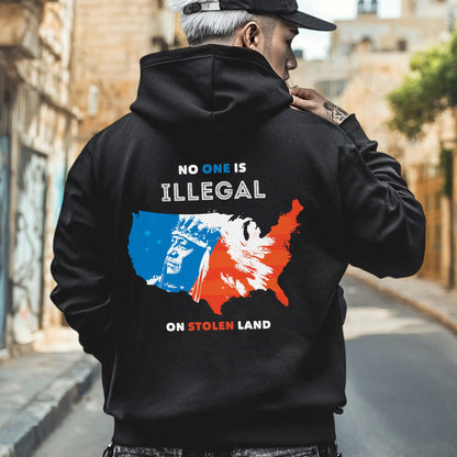 NO ONE IS ILLEGAL ON STOLEN LAND. WE WALK ON NATIVE LAND 22 - Two sides - Unisex T-Shirt/T-Shirt V-Neck/Hoodie/Sweatshirt