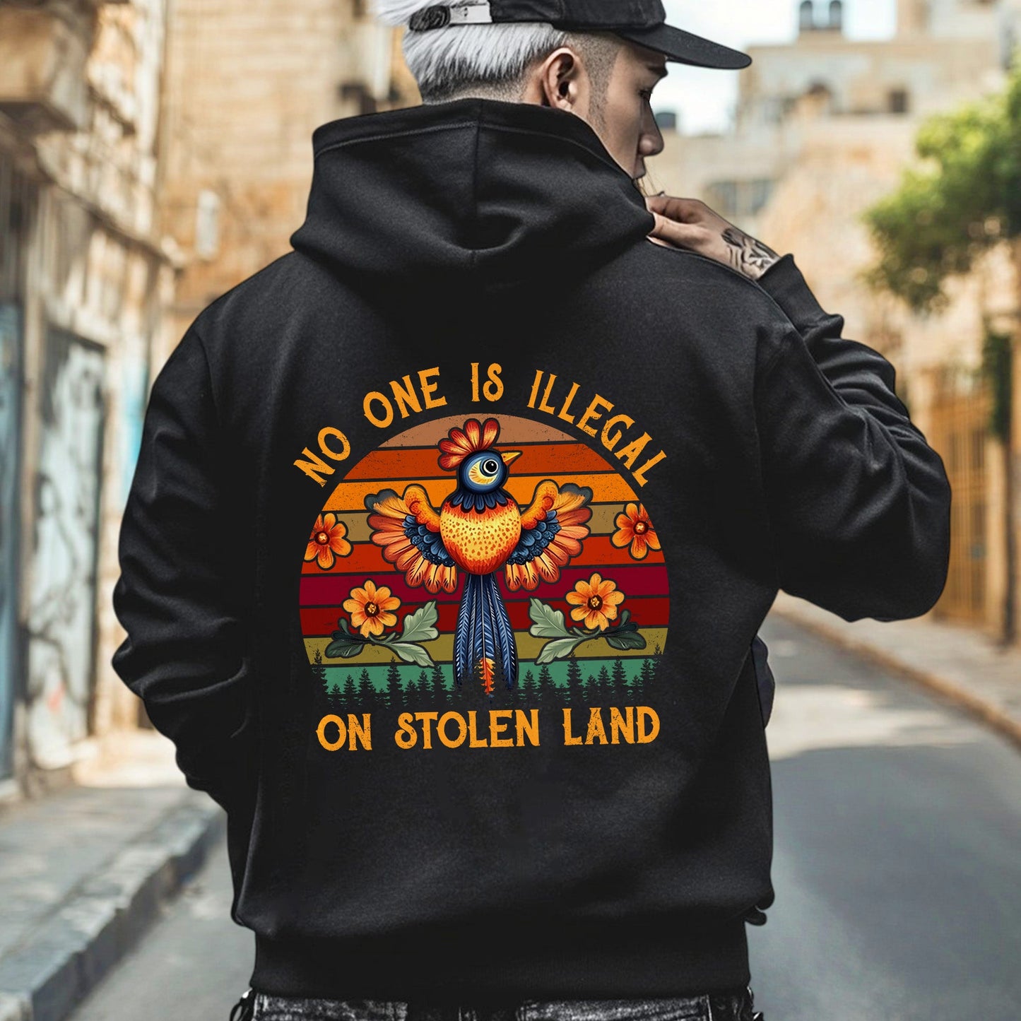 NO ONE IS ILLEGAL ON STOLEN LAND 25 - Two sides - Unisex T-Shirt/T-Shirt V-Neck/Hoodie/Sweatshirt