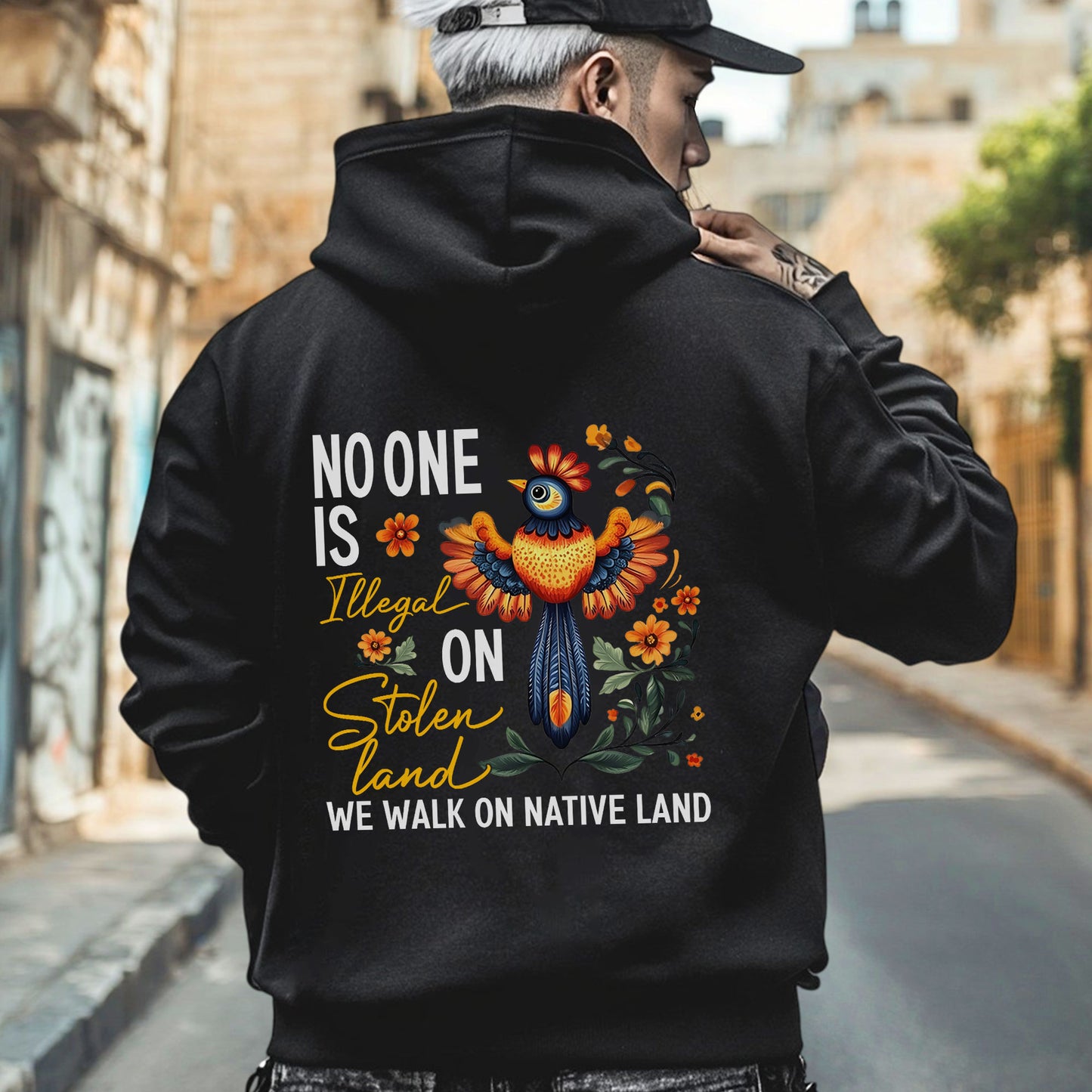 NO ONE IS ILLEGAL ON STOLEN LAND. WE WALK ON NATIVE LAND - Two Sides
