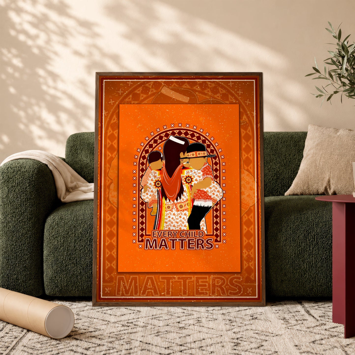 Native American Mother & Children Canvas - Every Child Matters Artwork