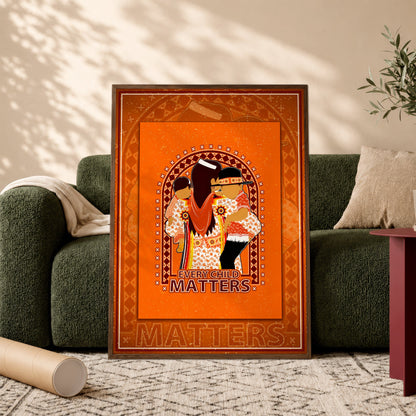Native American Mother & Children Canvas - Every Child Matters Artwork