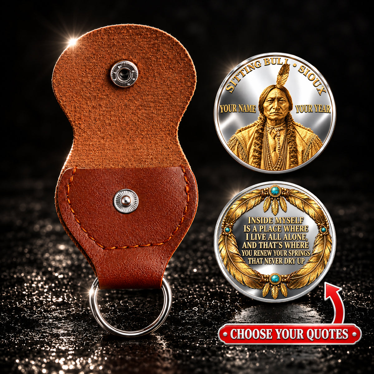 Sitting Bull Lakota Coin, Personalized Name & Year, Native American Heritage Keepsake, Inspirational Quote Gift