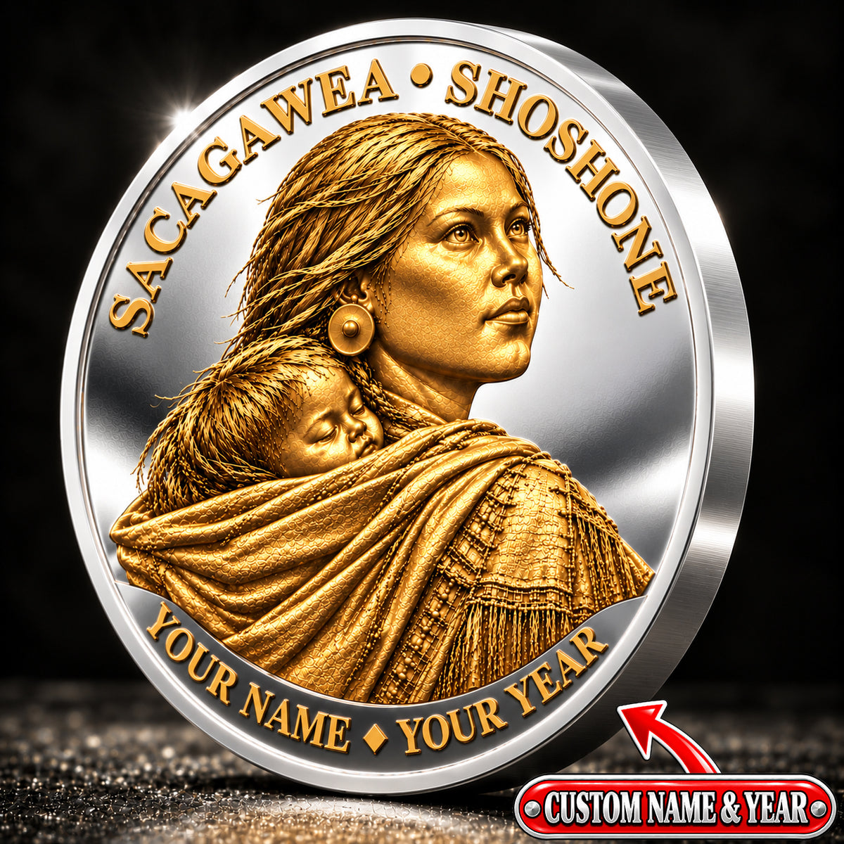 Sacagawea Inspirational Quote Coin, Native American History Keepsake, Personalized Gift for Coin Collectors