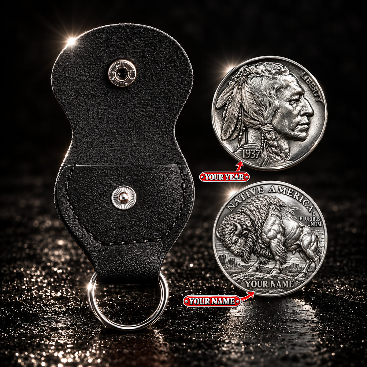NATIVE AMERICAN HERITAGE THE SPIRIT OF THE BUFFALO - Personalized 3D Printing Pocket Hug