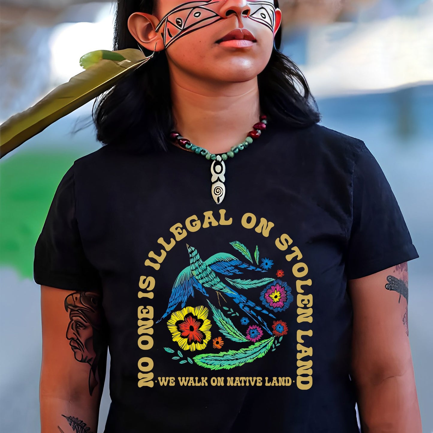 NO ONE IS ILLEGAL ON STOLEN LAND. WE WALK ON NATIVE LAND Style 10 - One Sides