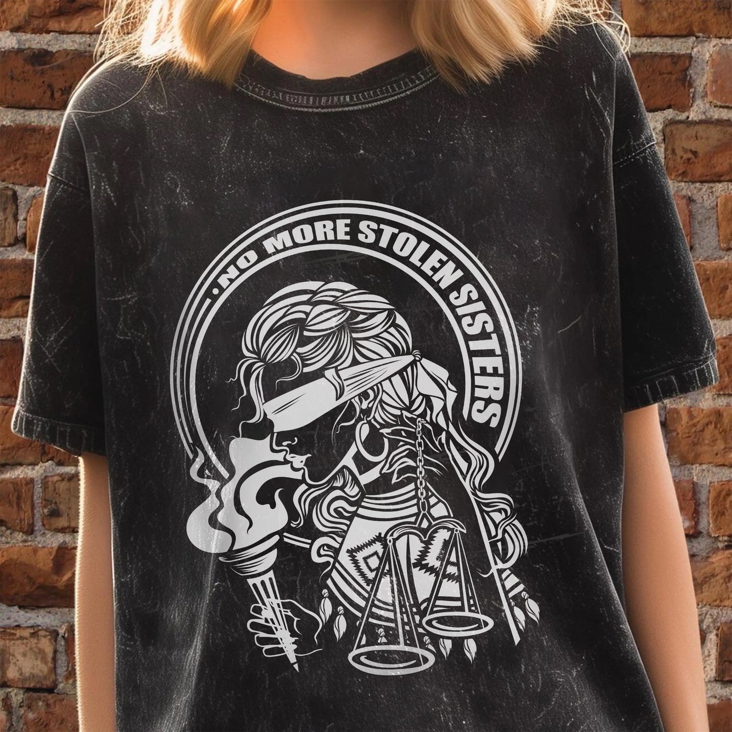 No More Stolen Sisters - Indigenous Women Unisex Mineral Washed T-Shirt
