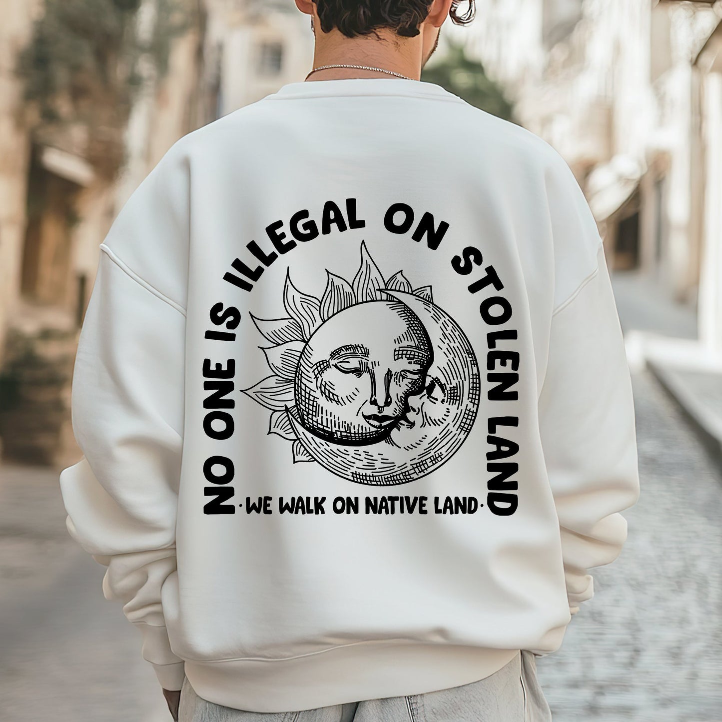 NO ONE IS ILLEGAL ON STOLEN LAND. WE WALK ON NATIVE LAND 18 - Two sides - Unisex T-Shirt/T-Shirt V-Neck/Hoodie/Sweatshirt