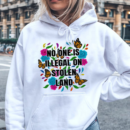 No One Is Illegal On Stolen Land Floral Colorful Monarch Unisex T-Shirt/T-Shirt V-Neck/Hoodie/Sweatshirt