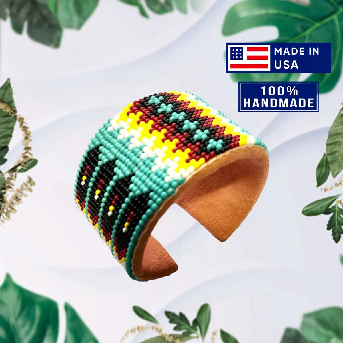 Native American Inspired Handmade Beaded Cuff Bracelet for Women