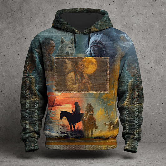 Native Moon Song – Spirit of the Plains Sacred 3D Hoodie