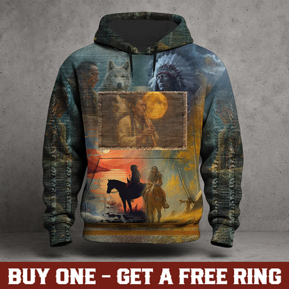 Native Moon Song – Spirit of the Plains Sacred 3D Hoodie