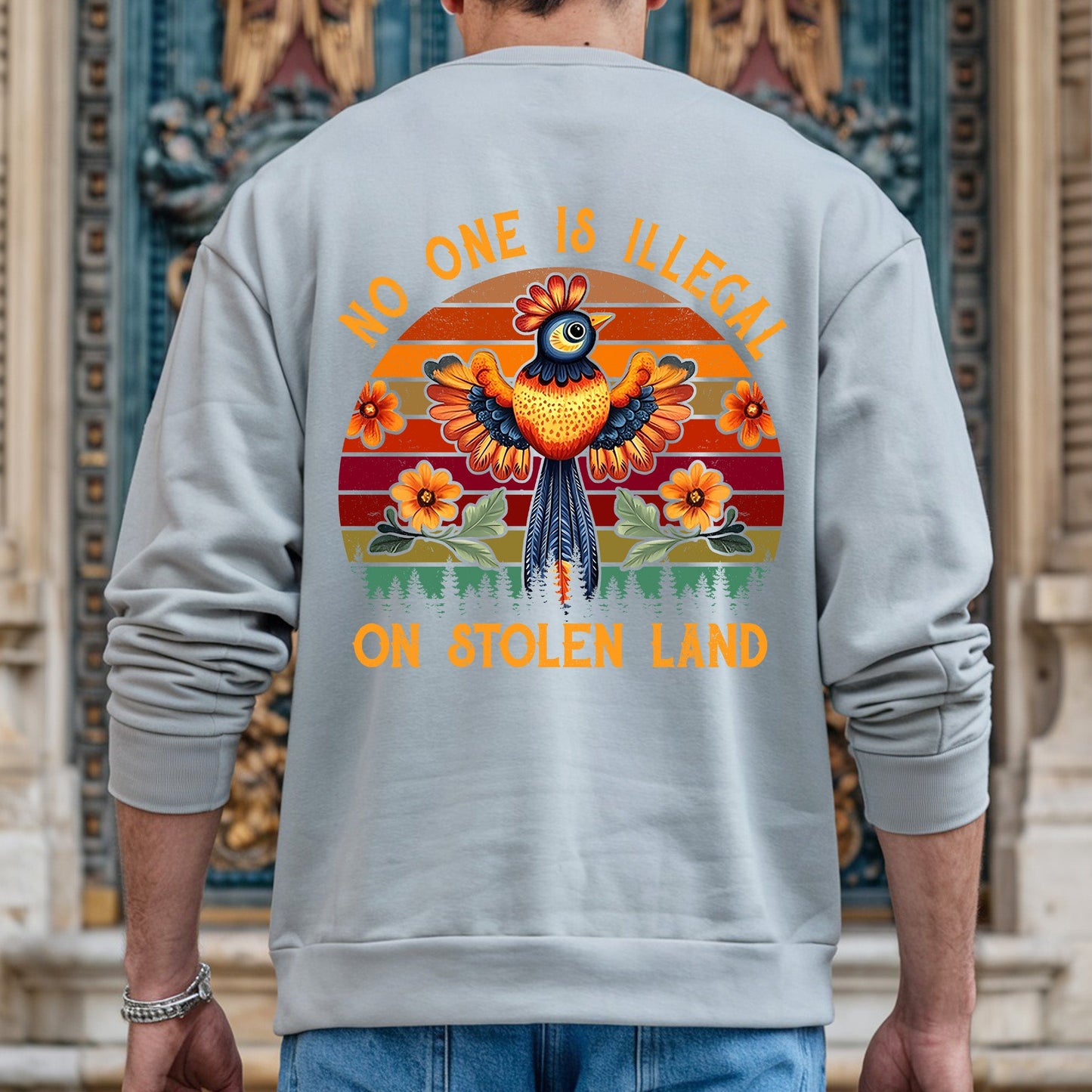 NO ONE IS ILLEGAL ON STOLEN LAND 25 - Two sides - Unisex T-Shirt/T-Shirt V-Neck/Hoodie/Sweatshirt