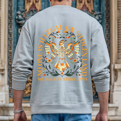 NO ONE IS ILLEGAL ON STOLEN LAND. WE WALK ON NATIVE LAND 23 - Two sides - Unisex T-Shirt/T-Shirt V-Neck/Hoodie/Sweatshirt