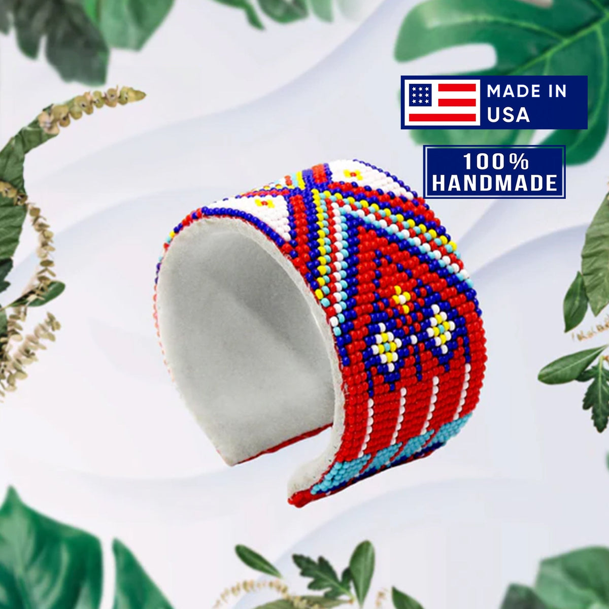 Native American Inspired Handmade Beaded Cuff Bracelet for Women