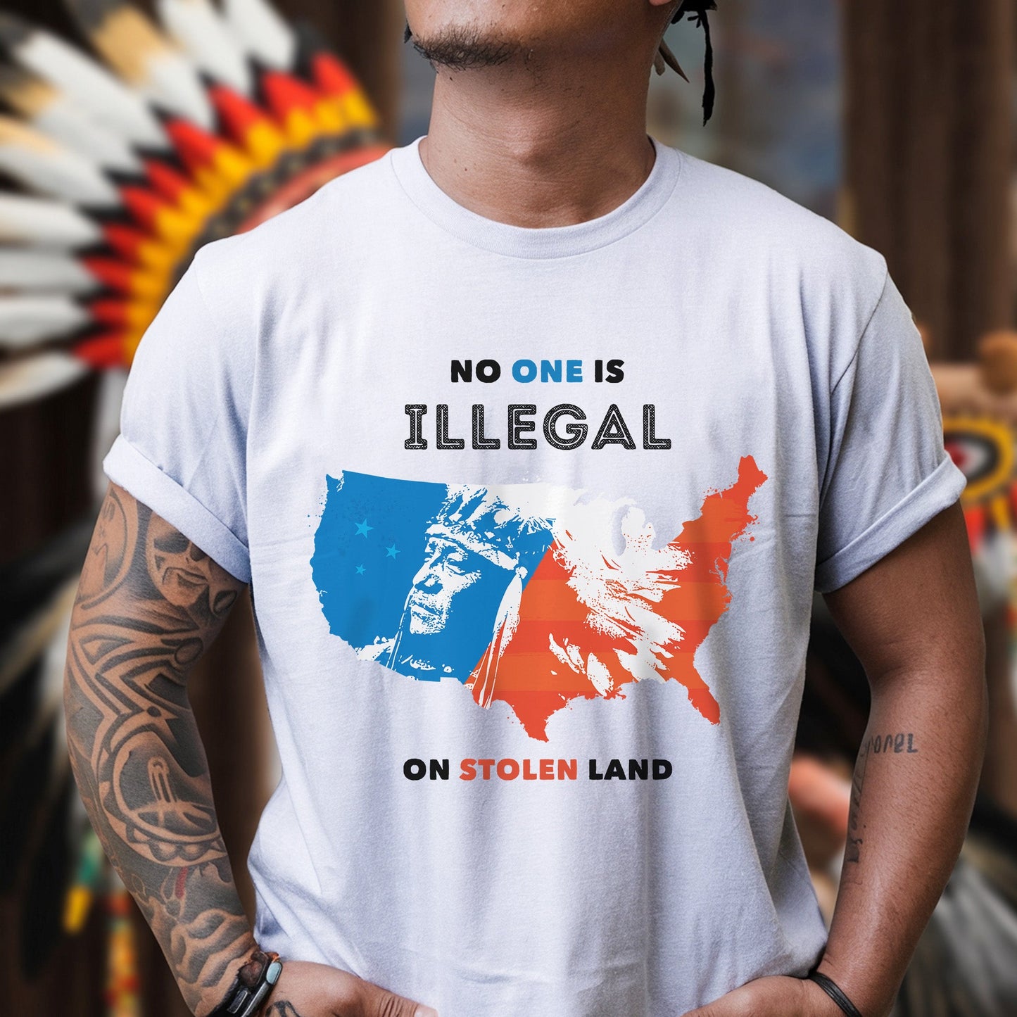 NO ONE IS ILLEGAL ON STOLEN LAND. WE WALK ON NATIVE LAND 22 - One sides - Unisex T-Shirt/T-Shirt V-Neck/Hoodie/Sweatshirt