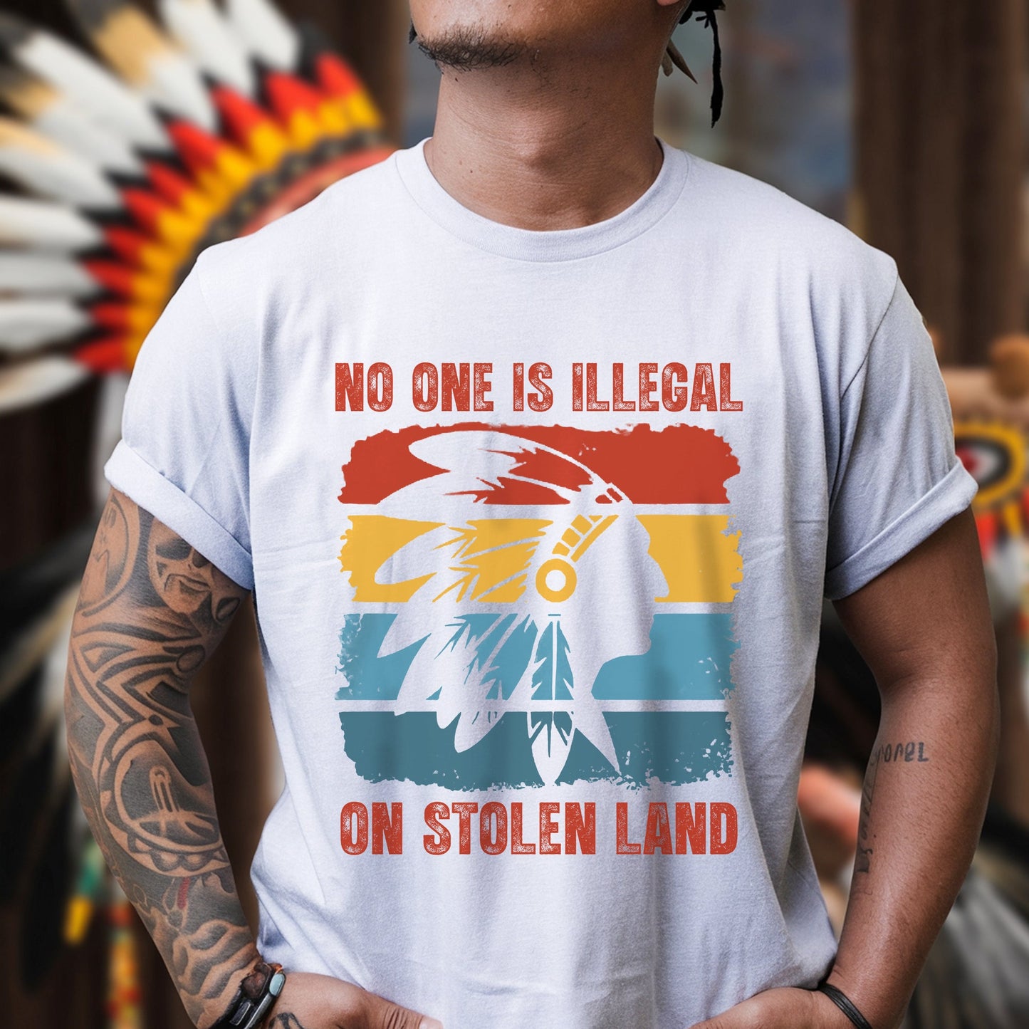 No One Is Illegal On Stolen Land - Native Land Unisex T-Shirt/Hoodie/V-Neck/Sweatshirt