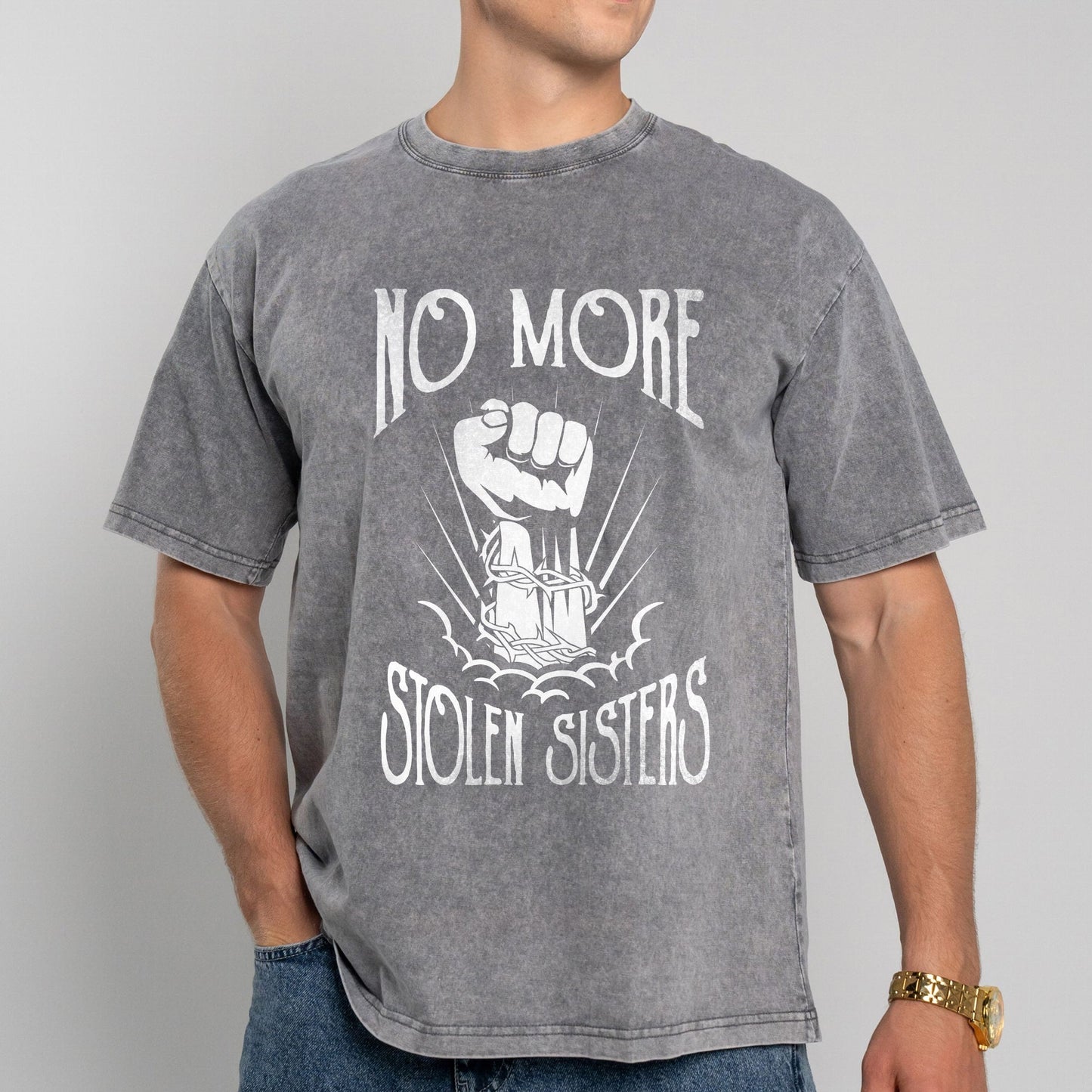 No More Stolen Sisters - Unisex Mineral Washed T-shirt