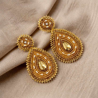 Handmade Beaded Teardrop Shape Post Earrings