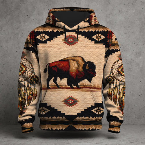 Native American Buffalo Hoodie – Tribal Bison Spirit All Over Print Hoodie