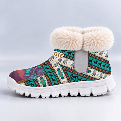 Personalized Snow Boots - Wolf & Dreamcatcher A Heartfelt Family Gift with Soul and Spirit