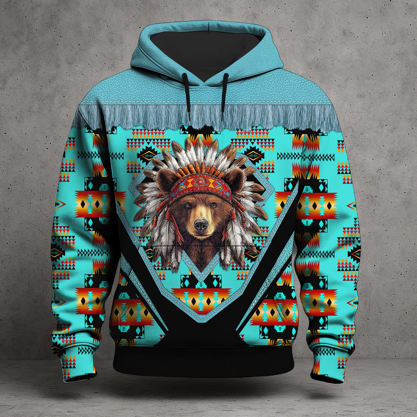 Native American Spirit Bear Hoodie – Bold 3D Tribal Streetwear
