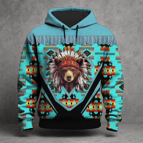 Native American Spirit Bear Hoodie – Bold 3D Tribal Streetwear