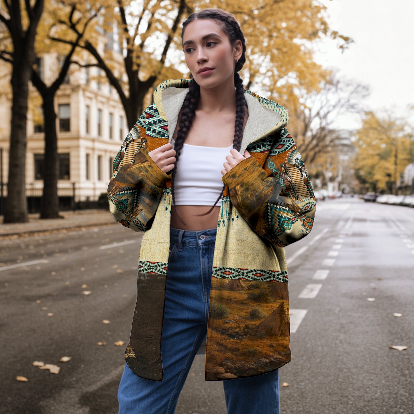 Native Tribal Council Dream Cloak – Wisdom and Unity in Earth Tones