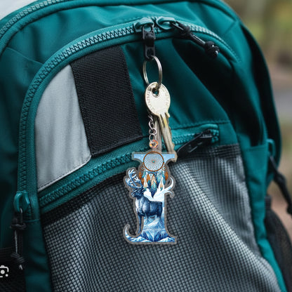 Letter I Native American Keychain