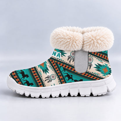 Personalized Snow Boots - Native Horse Pattern Dreamcatcher & Tribal Design, Family Gift