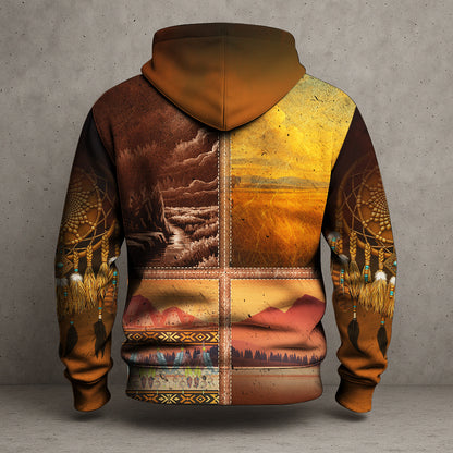 Native Heritage – The Chief Spirit Hoodie in Red & Blue, Symbol of Freedom and Pride