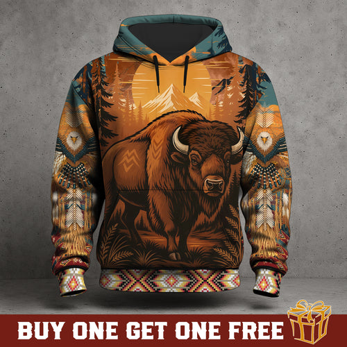 Native Heritage – The Chief Spirit Hoodie in Red & Blue, Symbol of Freedom and Pride