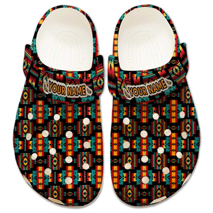Custom Name Native Sunset Clogs – Bold Tribal Style Footwear for Family Gifting