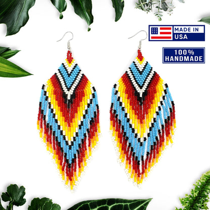 Big Sun Colors Hook Beaded Handmade Earrings For Women