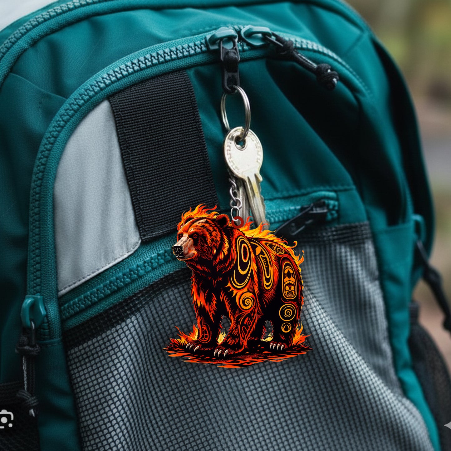 Native Bear Keychain – Spiritual Animal Totem, Boho Gift for Bear Lovers