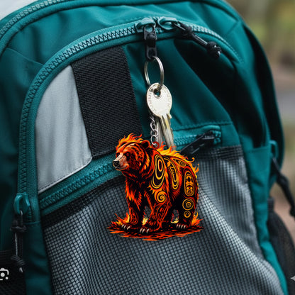 Native Bear Keychain – Spiritual Animal Totem, Boho Gift for Bear Lovers