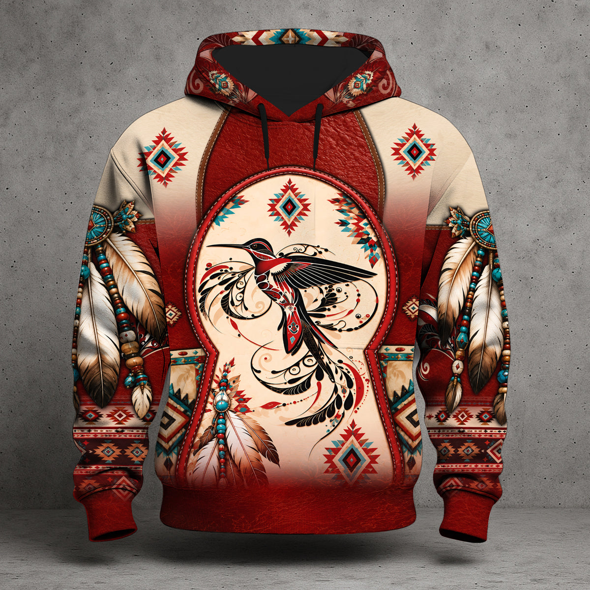 Native Pattern Hummingbird Aztec Tribal 3D All-Over-Print Hoodie, Native American Style