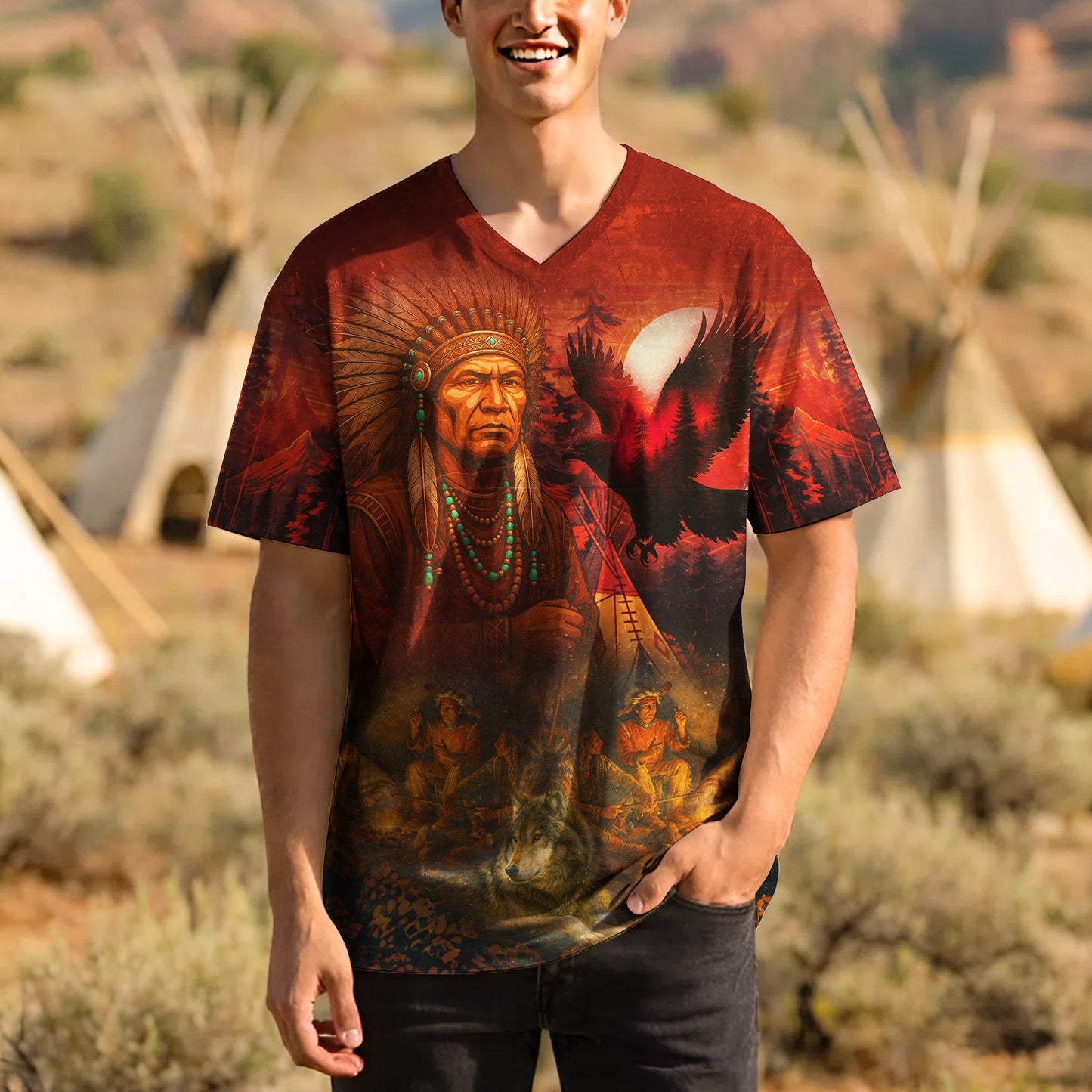 3D T-Shirt " Echoes of the Ancestors – The Chief Spirit , Honoring Native Roots"