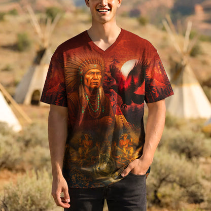 3D T-Shirt " Echoes of the Ancestors – The Chief Spirit , Honoring Native Roots"