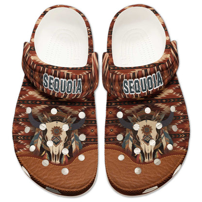 Custom Name Buffalo Spirit Clogs – Tribal Western Vibes & Heartfelt Gift for Family