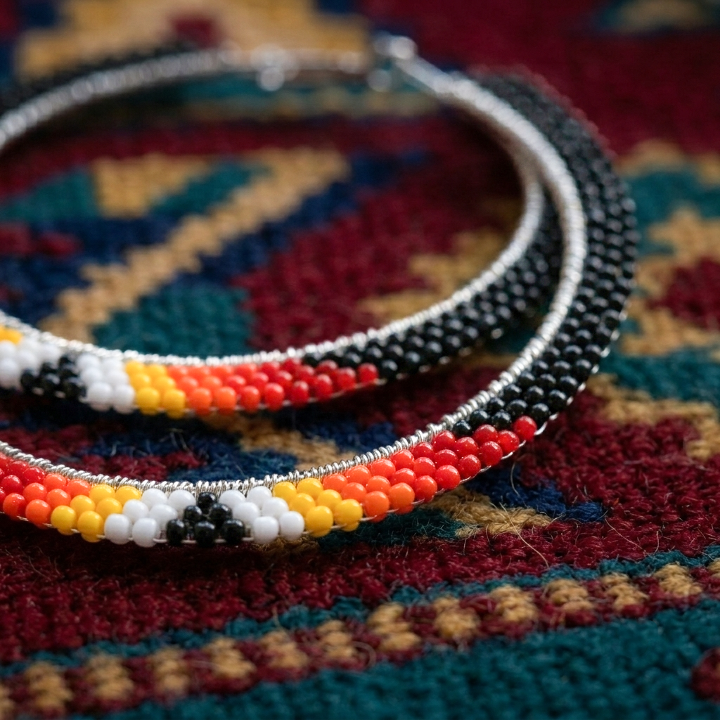 Handmade Beaded Hoop, Colorful Seed Bead Statement Earrings