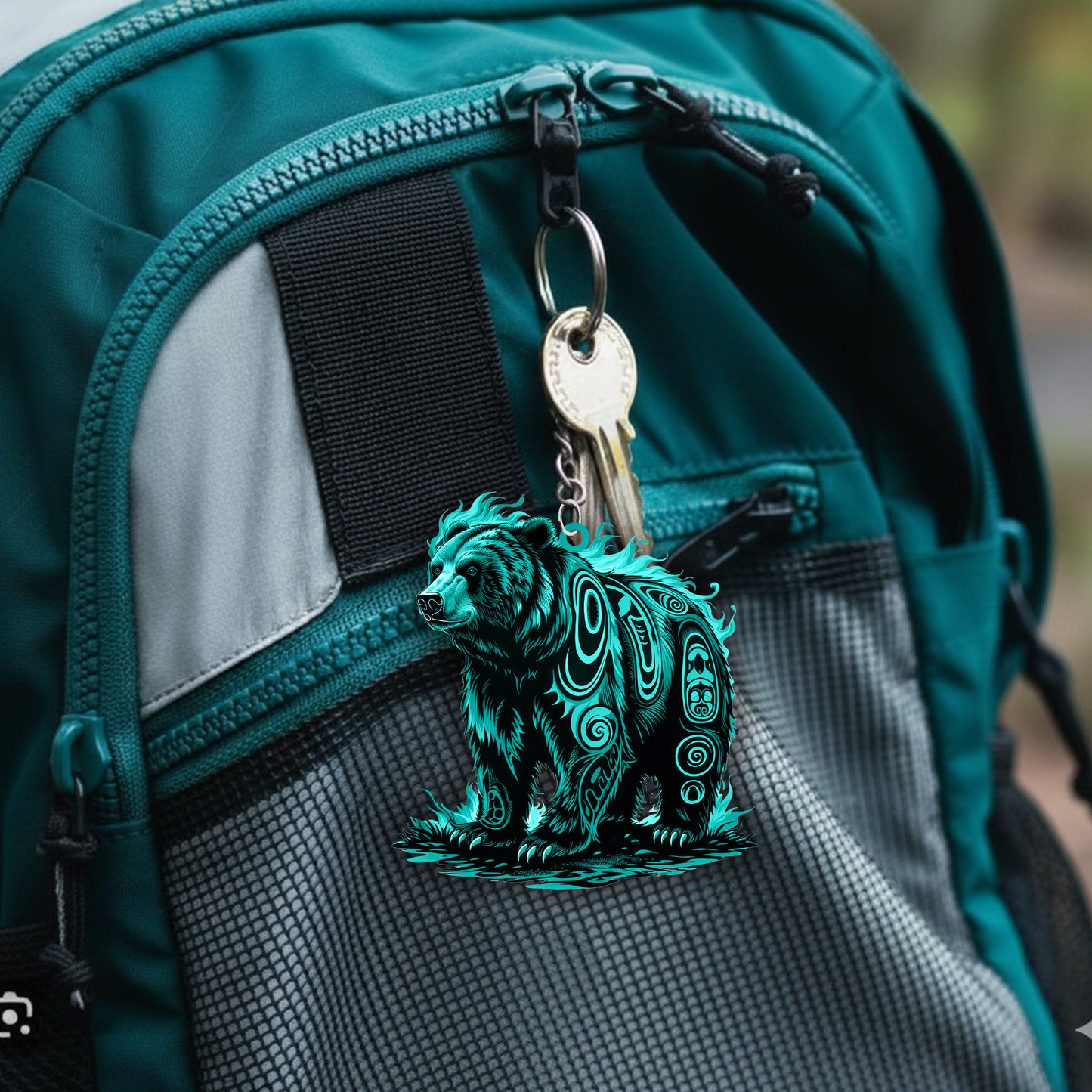 Native Bear Keychain – Spiritual Animal Totem, Boho Gift for Bear Lovers