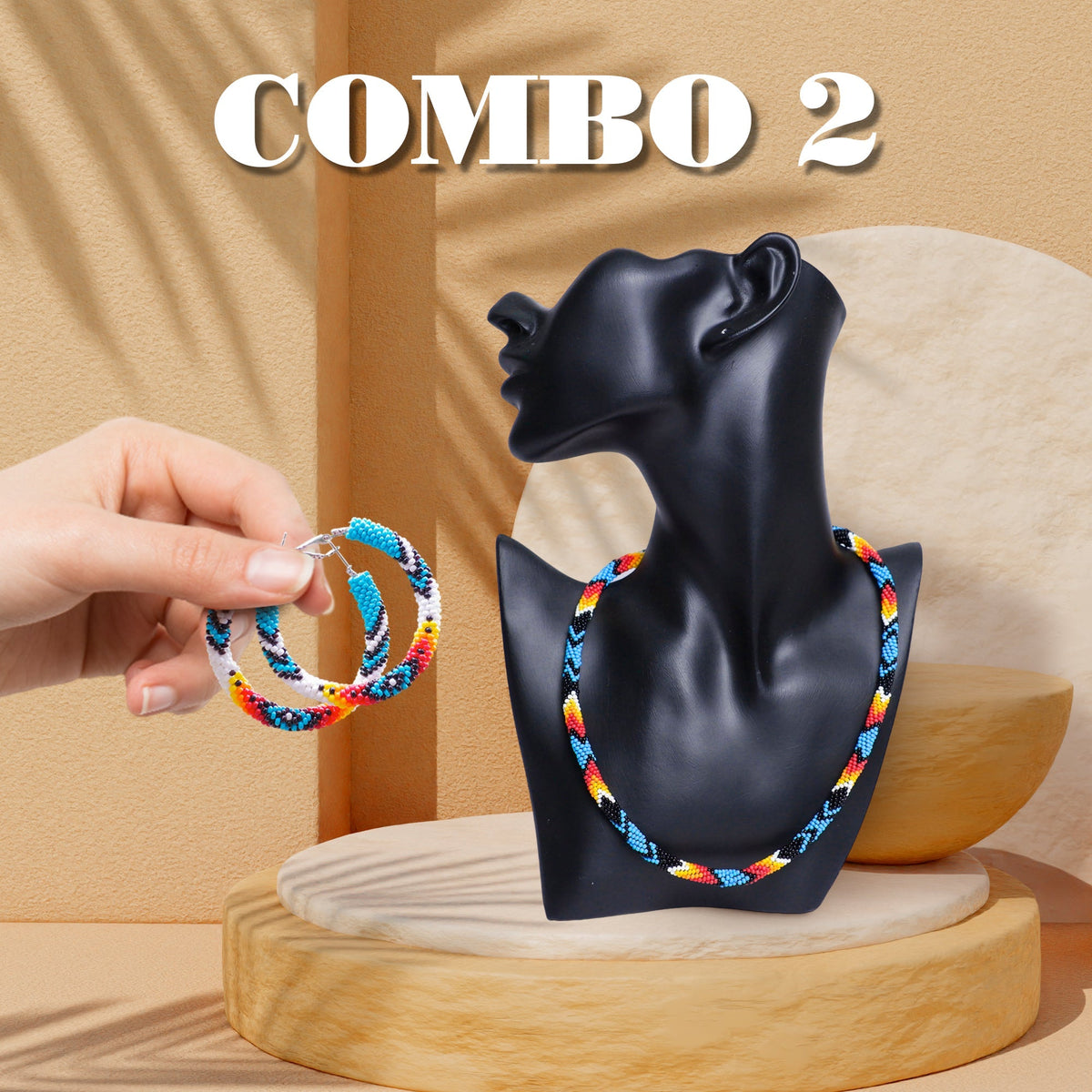 Handmade Black Dusk Pattern Beaded Earrings for Women