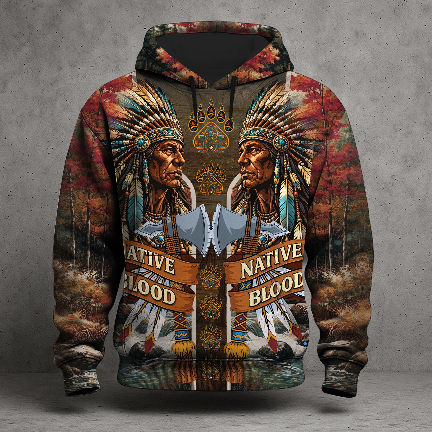 Native Blood Hoodie – Native American Chief Heritage All Over Print Hoodie