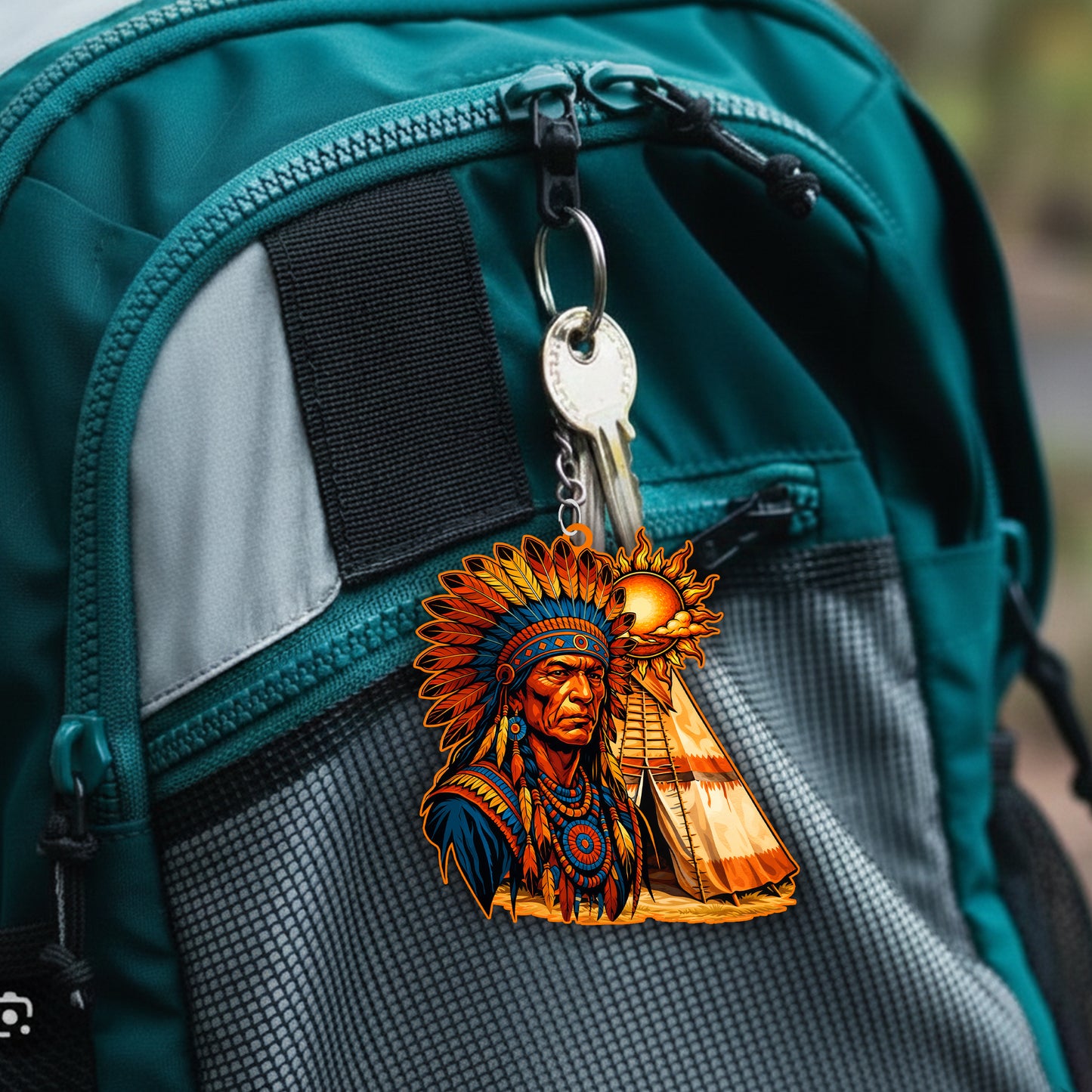 Native Chiefs Keychain – Spiritual Animal Totem, Boho Gift for Native Chiefs Lovers