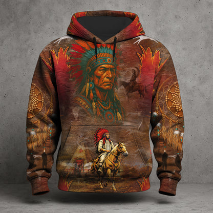 Native American Bison Skull 3D Hoodie – Tribal Spirit & Heritage Design