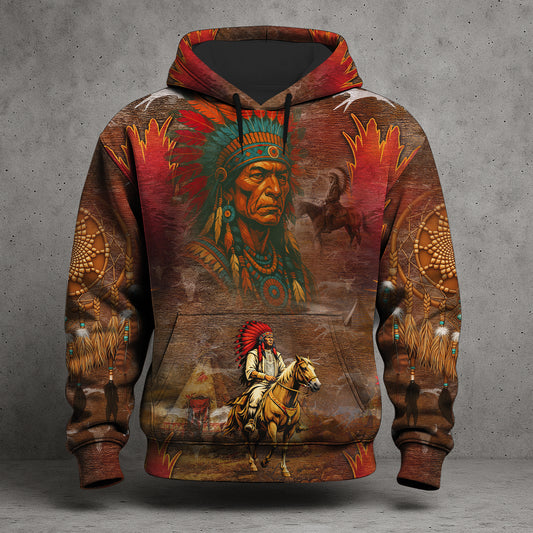 Native American Bison Skull 3D Hoodie – Tribal Spirit & Heritage Design