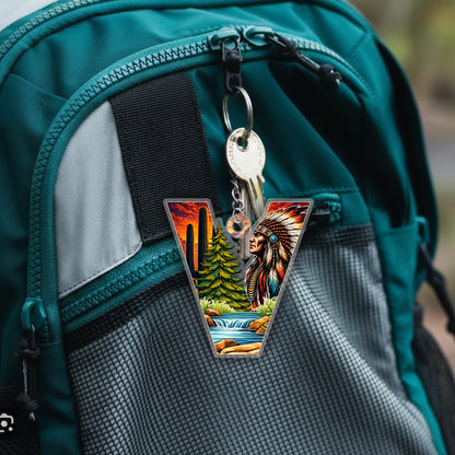 Letter V Native American Keychain