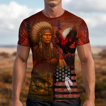 3D T-Shirt  "Echoes of the Ancestors – The Chief Spirit , Honoring Native Roots"